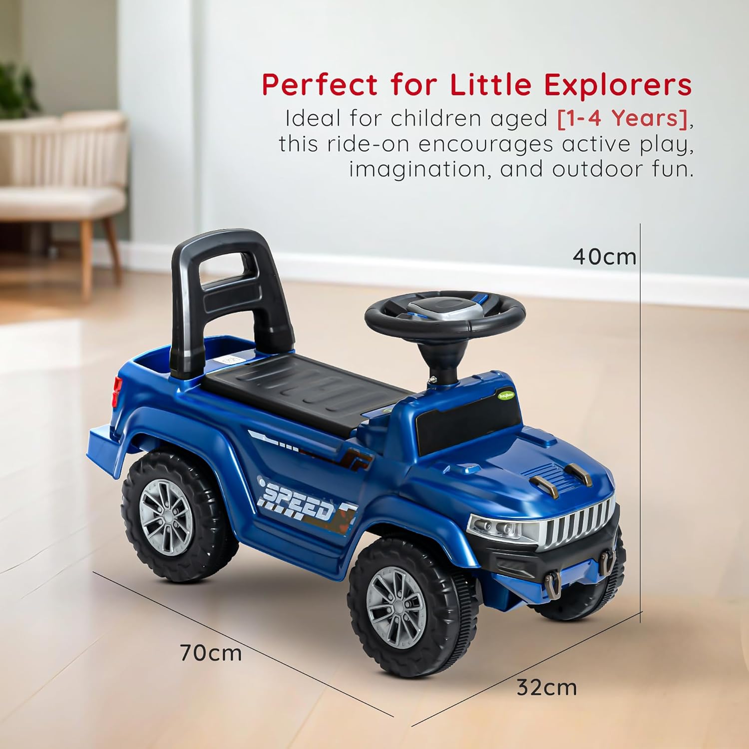 Baybee Push Ride on Baby Jeep for Kids Toys with LED Light & Storage Bin- Blue Baybee Push Ride on Baby Jeep for Kids Toys with LED Light & Storage Bin- Blue