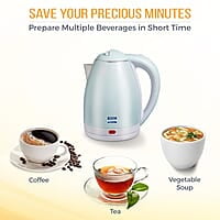 KENT Amaze Cool Touch Electric Kettle 1.8 L 1500 W - Plastic Outer & Stainless Steel body Inside | Auto shut off Over heating protection | 360 Degree Cordless Rotation | LED Indicator | Blue