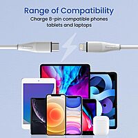 POR 2718 Silklink C-Lightning – 20W USB-C to Lightning Soft Silicon Cable | 1M | White | 06 Months