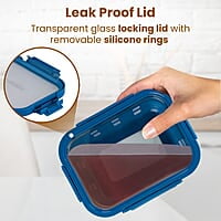 AGARO Imperial Borosilicate Glass Containers with Silicone Sleeves & with Lock Lid, 3 pcs Set, 370ml, 640ml, 1050ml