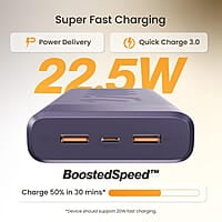 Ambrane 27000mAh Powerbank, 22.5W Fast Charging, Triple Output (2 USB & 1 Type C)