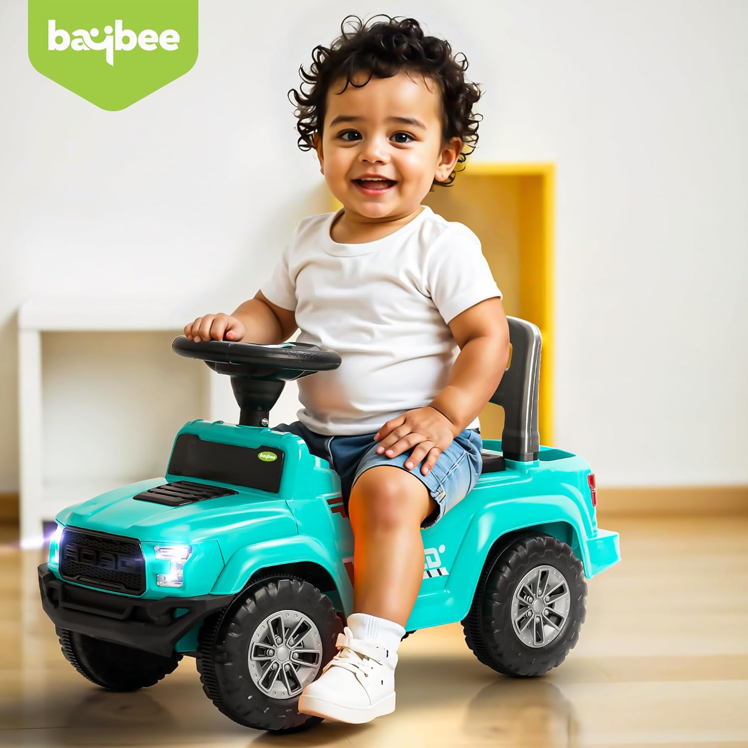 Baybee Push Ride on Baby Jeep for Kids Toys with LED Light & Storage Bin-Green Baybee Push Ride on Baby Jeep for Kids Toys with LED Light & Storage Bin-Green