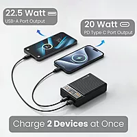 Portronics 2665 Luxcell Wireless Mini 20K Power Bank – 20000mAh | 15W Wireless | 22.5W PD | Black