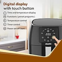 AGARO Sapphire Digital Air Fryer For Home, 4.5L, Electric Air Fryer Oven, 1400W, 7 Preset Programs, 360°