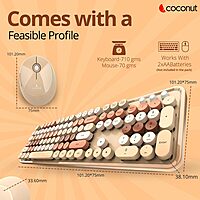 Coconut Vintage Retro Wireless Combo (Pink 104-Key Set, Charming Retro Design, Wireless Connectivity, Comfortable Typing, Stylish Productivity at Home, 1 Year Warranty)