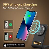 Portronics Flux 15W MagSafe Qi2 Wireless Charger – Black: Experience fast and efficient charging with this sleek, portable charger. Compatible with all Qi-enabled devices for ultimate convenience.