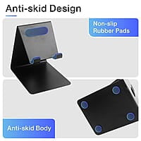 Ambrane Mobile Holding Tabletop Stand, 180 Degree View, Premium Metal Body, Wide Compatibility, Multipurpose, Anti-Skid Design Pop Stand