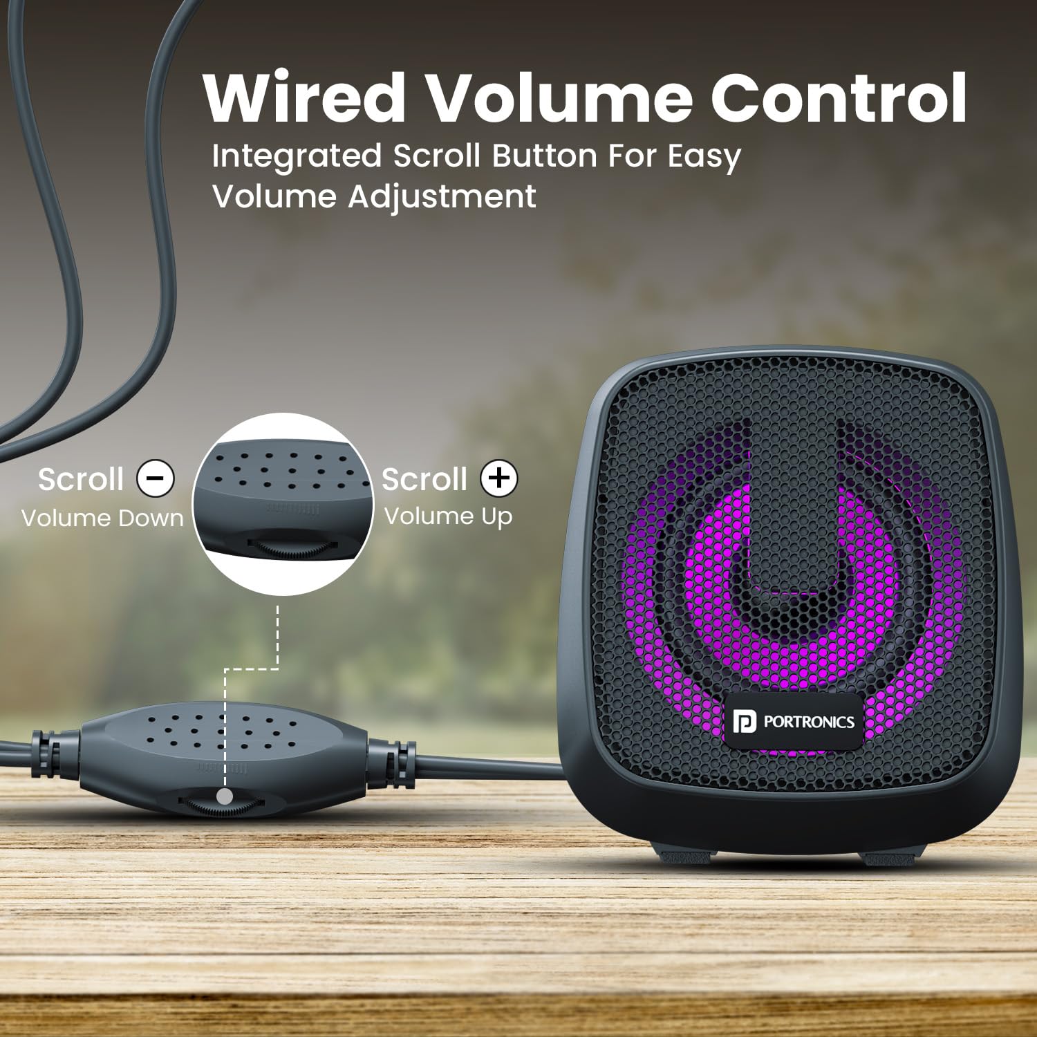 Portronics In Tune 6 – 6W RGB USB Speaker for PC | Compact Design, Easy Connectivity & Vibrant Sound for Gaming, Music & Movies