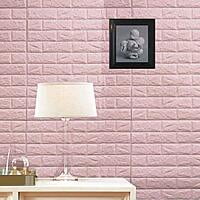 3D Pink Brick Wall Stickers Panel Self Adhesive