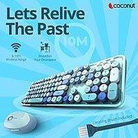 Coconut Vintage Retro Wireless Combo (Pink 104-Key Set, Charming Retro Design, Wireless Connectivity, Comfortable Typing, Stylish Productivity at Home, 1 Year Warranty)