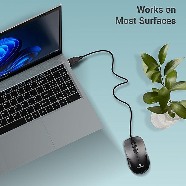 Zebronics Zeb-Power Plus USB Optical Mouse features a sleek design, ergonomic shape, and high precision optical sensor. Ideal for everyday use, it offers smooth tracking and comfortable handling.