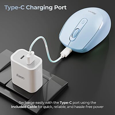 WIRELESS MOUSE FOXIN FLOW BT+2.4GHZ DPI (BLUE)