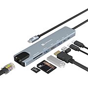 Portronics Mport 8 USB-C Hub – 8-in-1, featuring 4K HDMI output, Power Delivery (PD), multiple USB ports, SD card reader, and Ethernet, perfect for expanding connectivity on the go.