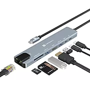 Portronics Mport 8 USB-C Hub/Docking Station (8-in-1) – 4K HDMI, Ethernet, USB Ports, (Grey)