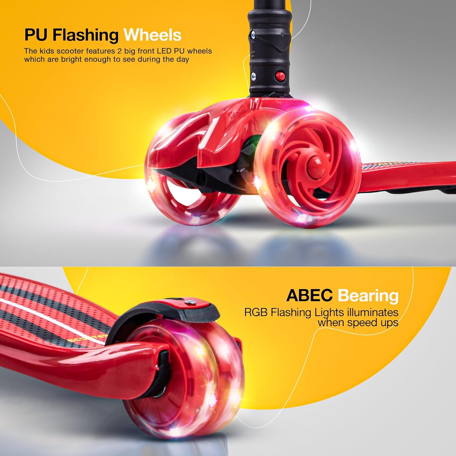 Baybee Flash Scooter for Kids with Foldable & Height Adjustable Handle- Red Baybee Flash Scooter for Kids with Foldable & Height Adjustable Handle- Red