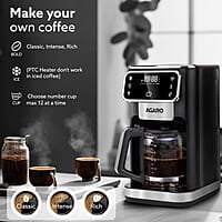 AGARO Primo Drip Coffee Maker, Brew & Drip Coffee Maker, Up to 12 Cups of Coffee, Fast Heating, Adjustable Temperature & Timer
