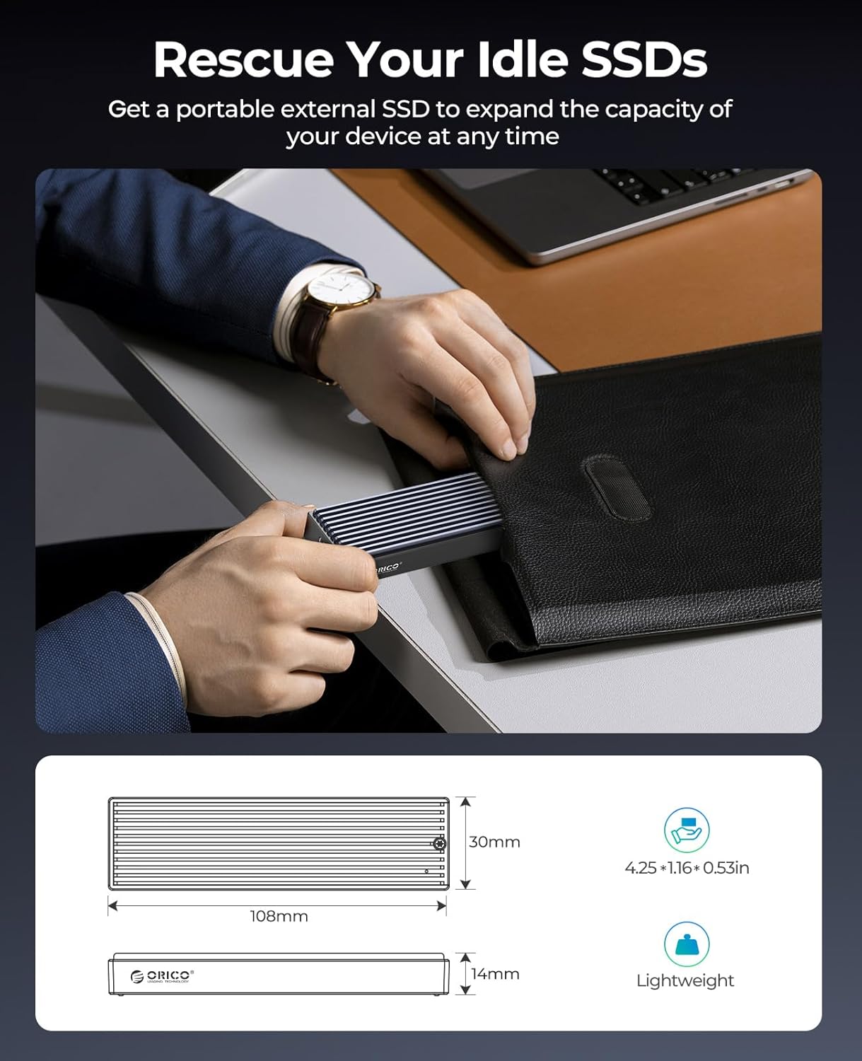 Open Box Orico SSD Enclosure M2PV-C3