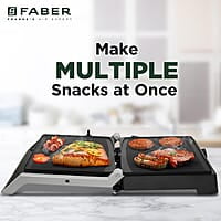 Faber 2200W 3-in-1 Panini Maker 180° BBQ Grill, Contact Griller & Panini/Sandwich Press