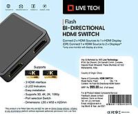 Live Tech LT-FLASH HDMI Switch – Bi-Directional 4K