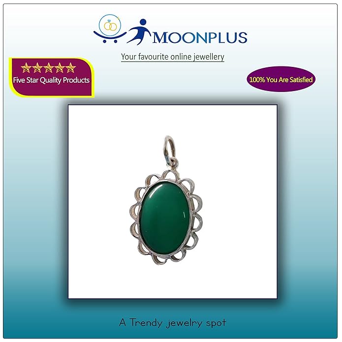 Sterling Silver Green Stone Pendant/Dollar