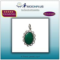 Sterling Silver Green Stone Pendant/Dollar