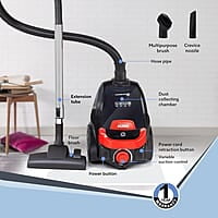 AGARO ICON 1600 Watts Bagless Dry Vacuum 24 kPa Variable Suction with Cyclonic Technology, 1.5L Bagless Bin