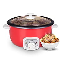 AGARO Regal Electric Multi Cooking Pot, 3L, 1200W, Steamer, Fryer, Aluminium Pot, Glass Lid