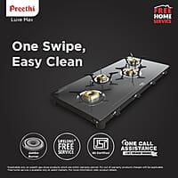 Preethi Luxe Max 4 Burner Glass Top Gas Stove With Driptray Less Infinity Design