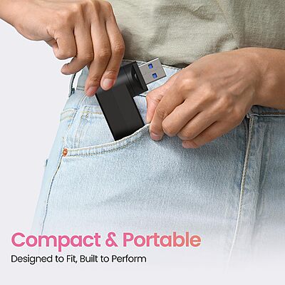 Portronics MPort Spin Black – 4-in-1 USB Hub, Type-C. Compact design, 4 ports for seamless connectivity. Ideal for laptops and devices. Fast data transfer and charging capabilities.