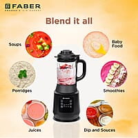 Faber 1800W Digital Power Blender Mixer Grinder 6 Auto Cook Menu Hot Soup Maker 850W Built-in Heater