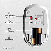 Portronics Toad 30 2.4GHz Wireless Mouse – 1000 DPI | White | 1 Year Warranty