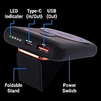 ZEBRONICS MW62 Wireless Power Bank, 10000 mAh, Rapid Charge, Built-in Wireless Charging Pad, Outputs - 22W Wired | 15W Wireless, Type C I/O | USB Output, Built-in Foldable Stand