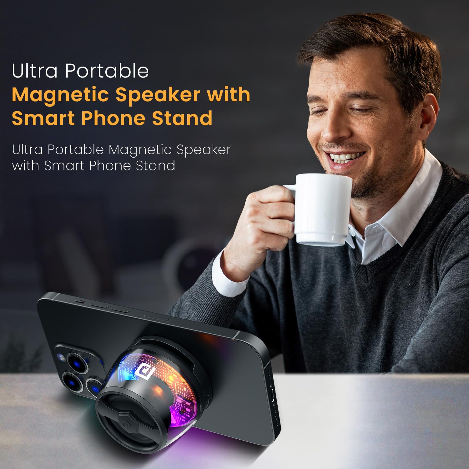 POR 2671 Nadya Black Mini BT Magnetic Speaker – 6W | Bluetooth 5.3 | Type-C