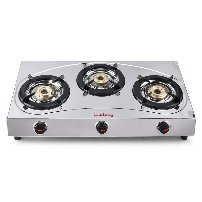 Lifelong LLGS399 Stainless Steel 3 Burner (ISI Certified
