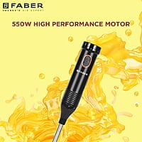 Faber Hand Blender SS Blade & Shaft, 550W Low-Noise DC Motor, ABS Plastic Body