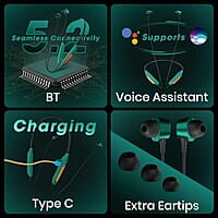 ZEBRONICS DC Aquaman Edition Yoga N3 with 46 Hours Backup, Bluetooth v5.2 Wireless in Ear Neckband, ENC Calling, Gaming Mode (Upto 50ms), Voice Assistant, Dual Pairing, Splash Proof and Type C