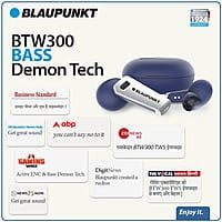 Blaupunkt Newly Launched Btw300 Bass Buds Truly Wireless Bluetooth in Ear Earbuds I Bass Demon Tech I Enc Crispr Tech I 40Hrs Playtime I Turbovolt Charging I Bt Version 5.3 I 80Ms Low Latency