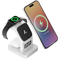 Ambrane 22.5W Magnetic MagSafe 3in1 Wireless Charger for iPhone 15/15 Plus/15 Pro/15 Pro Max, iPhone 14/14 Plus/14 Pro/Max, iPhone 13, 13 Pro/Max, Airpods 3rd/2nd gen Aerosync Trio