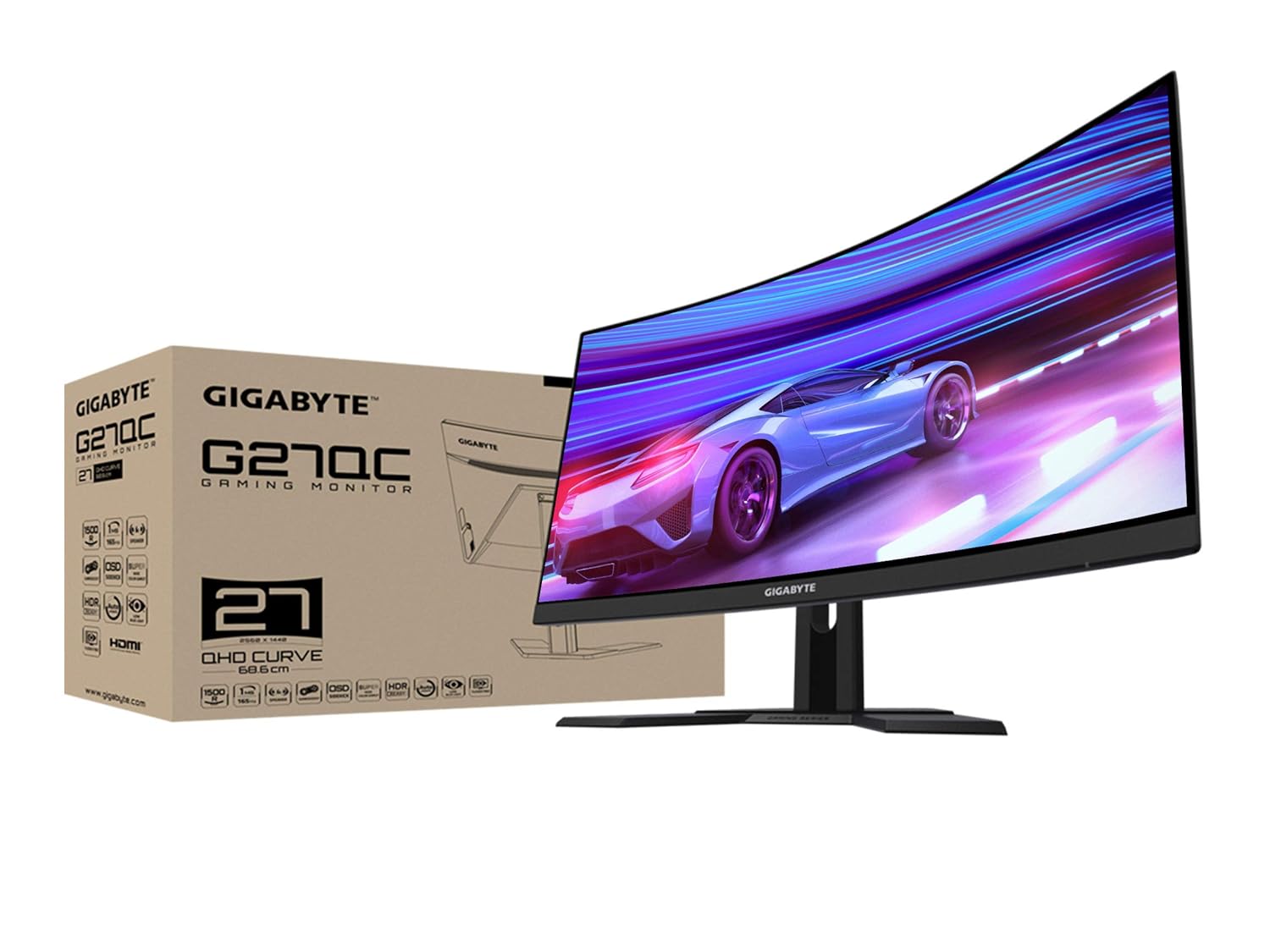 GIGABYTE, 27-Inch 165Hz VA Panel 1440p QHD Curve Gaming Monitor, G27QC