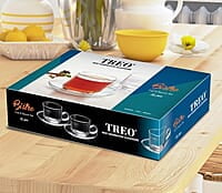 Treo by Milton Bistro Cup and Saucer Set, Transparent, Set of 12