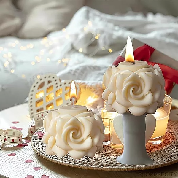 Silicon Mold Candle Valentine Rose Pillar