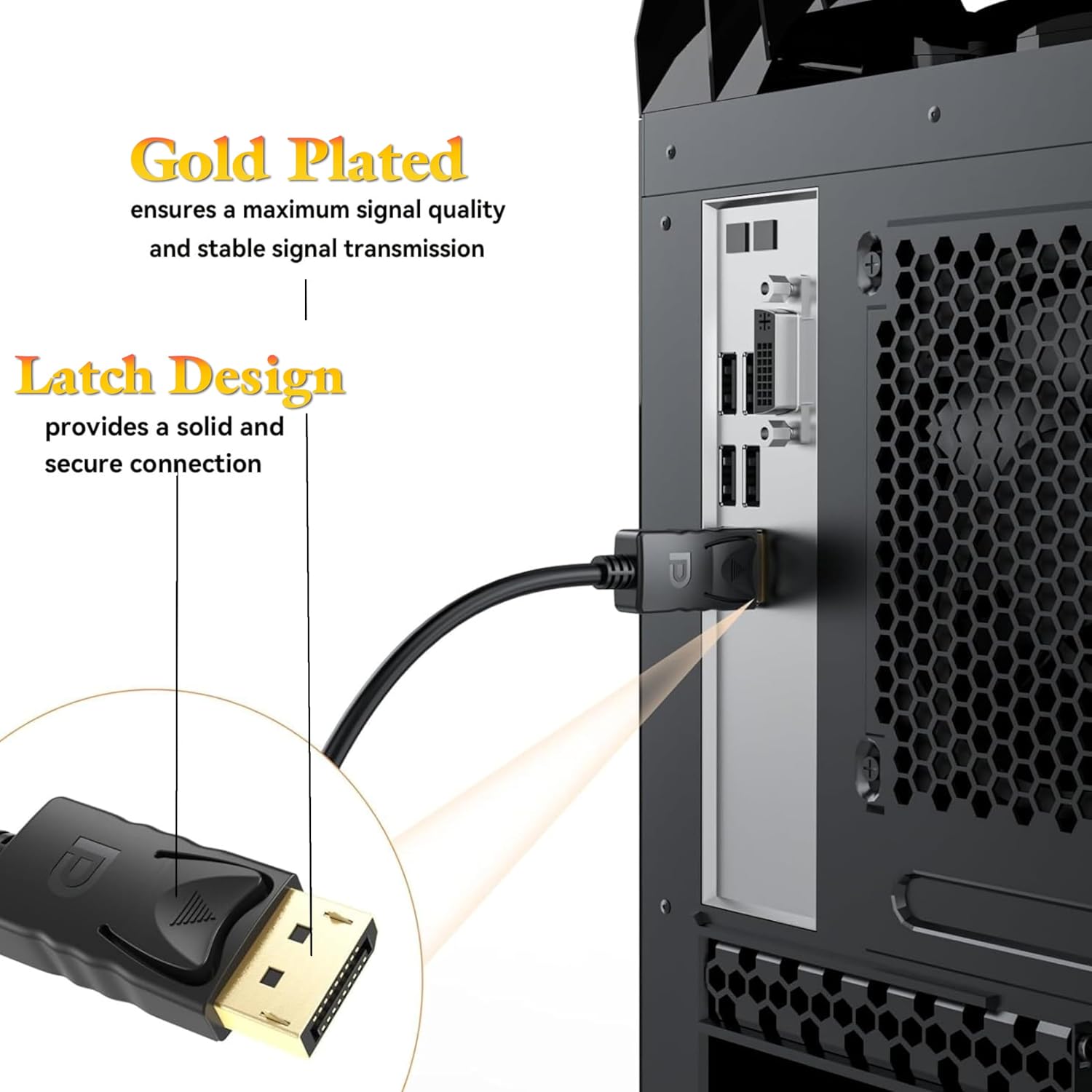 Uport 3M DisplayPort to HDMI Cable supports 4K@60Hz resolution, ensuring high-quality video output. Ideal for connecting devices like laptops to monitors or TVs for stunning visuals.