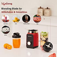 Lifelong Nutri Blender for Smoothies and Juices 500 Watts with 2 Jars - 100% Copper Motor Mixer Grinder Red