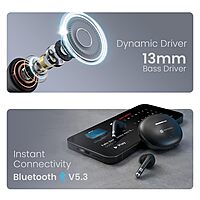 Portronics Twins S19 – TWS Earbuds, 30H Playtime, Black, Bluetooth 5.0, Touch Control, IPX4 Water Resistant, Deep Bass, Comfortable Fit, Perfect for Calls and Music, Lightweight Design.