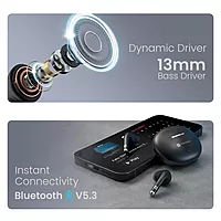 Portronics Twins S19 – TWS Earbuds, 30H Playtime, Black, Bluetooth 5.0, Touch Control, IPX4 Water Resistant, Deep Bass, Comfortable Fit, Perfect for Calls and Music, Lightweight Design.
