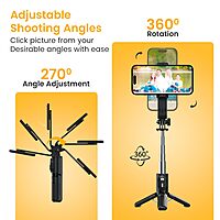 Portronics Lumistick Mini – 3-in-1 Selfie Stick, Black. Compact design, built-in LED light, and Bluetooth remote. Perfect for selfies, group photos, and video calls. Lightweight and portable.