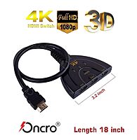 uPort HDMI Switch 3 In 1 Out – Supports 4K Resolution | Switch Between 3 HDMI Sources | Perfect for Gaming, Streaming & Home Theater