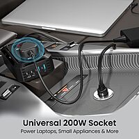 Portronics Car Power III Pro 200W Inverter – 65W & 30W Type-C PD, AC Socket | Black