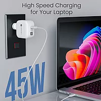 Portronics 45A 45W USB-C Fast Charger: Power up your iPhone & Android devices quickly with this compact, efficient charger. Ideal for home or travel, it ensures rapid charging and compatibility.