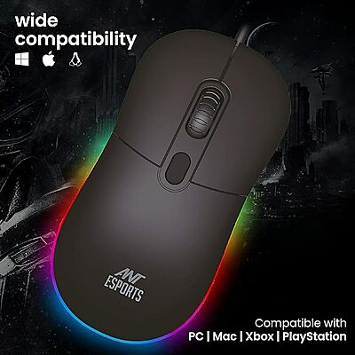 Open Box Ant Esports GM40 /RGB LED, Lightweight (115 gms) ,Ergonomic Design, Upto 2400 DPI Wired Optical Gaming Mouse Open Box Ant Esports GM40 /RGB LED, Lightweight (115 gms) ,Ergonomic Design, Upto 2400 DPI Wired Optical Gaming Mouse